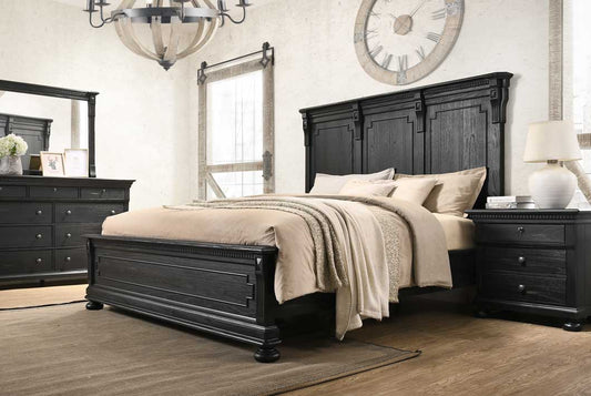 Boston Queen Bed Aged Black