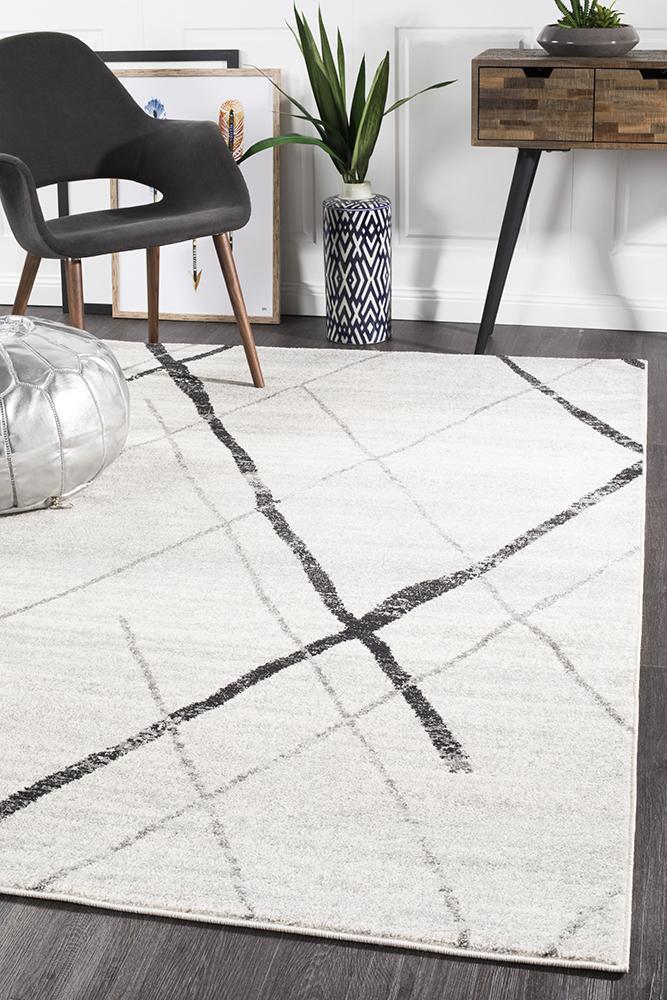 Oasis Noah White Grey Contemporary Rug